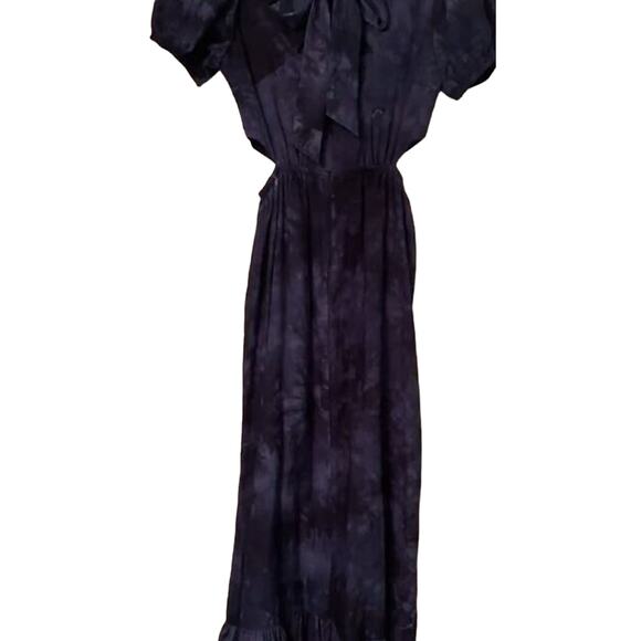 Likely Rosa Dress Womens 2 Indigo Blue Tie-Dye Puff Sleeve Maxi Cut Out Flounce - Picture 4 of 15